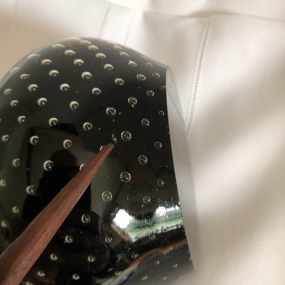 Vtg Hand Blown Glass Vase with Black Base with Controlled Bubbles - Picture 14 of 16